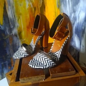 Nicole Black & White Barri Heels, 7